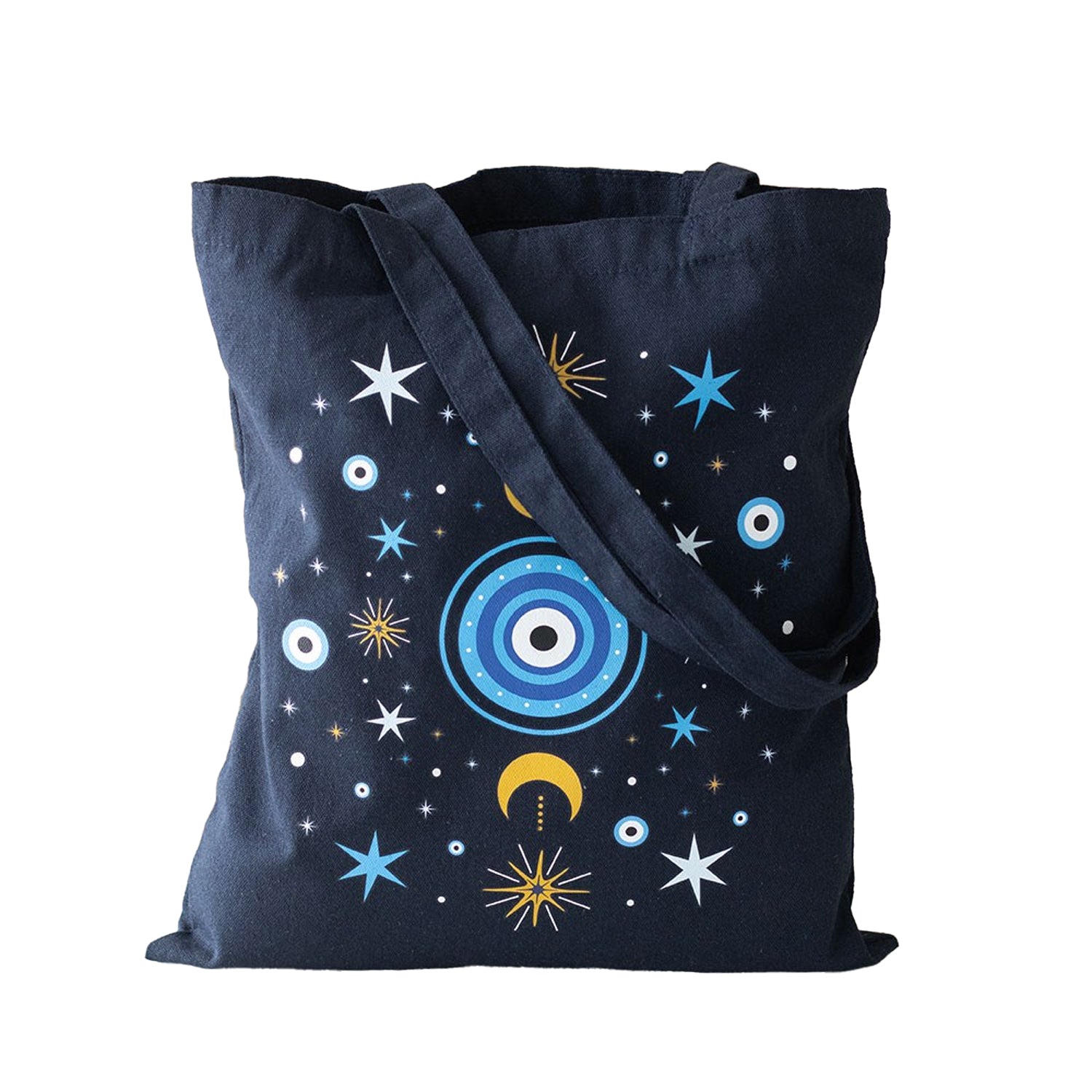 Black-Light Blue-Yellow - Lifestyle - Something Different All Seeing Eye Polycotton Tote Bag