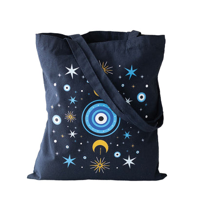 Black-Light Blue-Yellow - Lifestyle - Something Different All Seeing Eye Polycotton Tote Bag