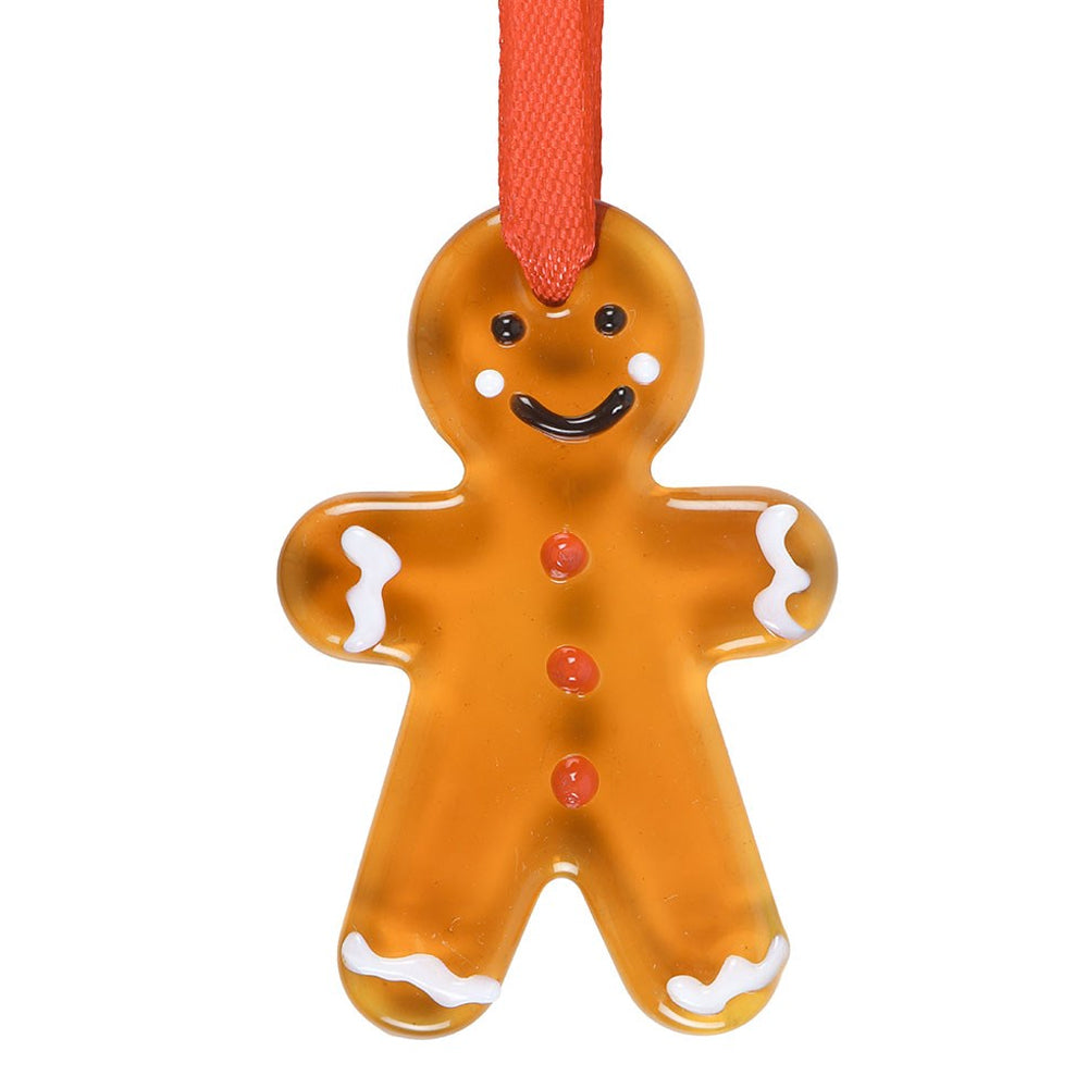 Gold - Back - Something Different Glass Gingerbread Man Hanging Ornament (Pack of 20)