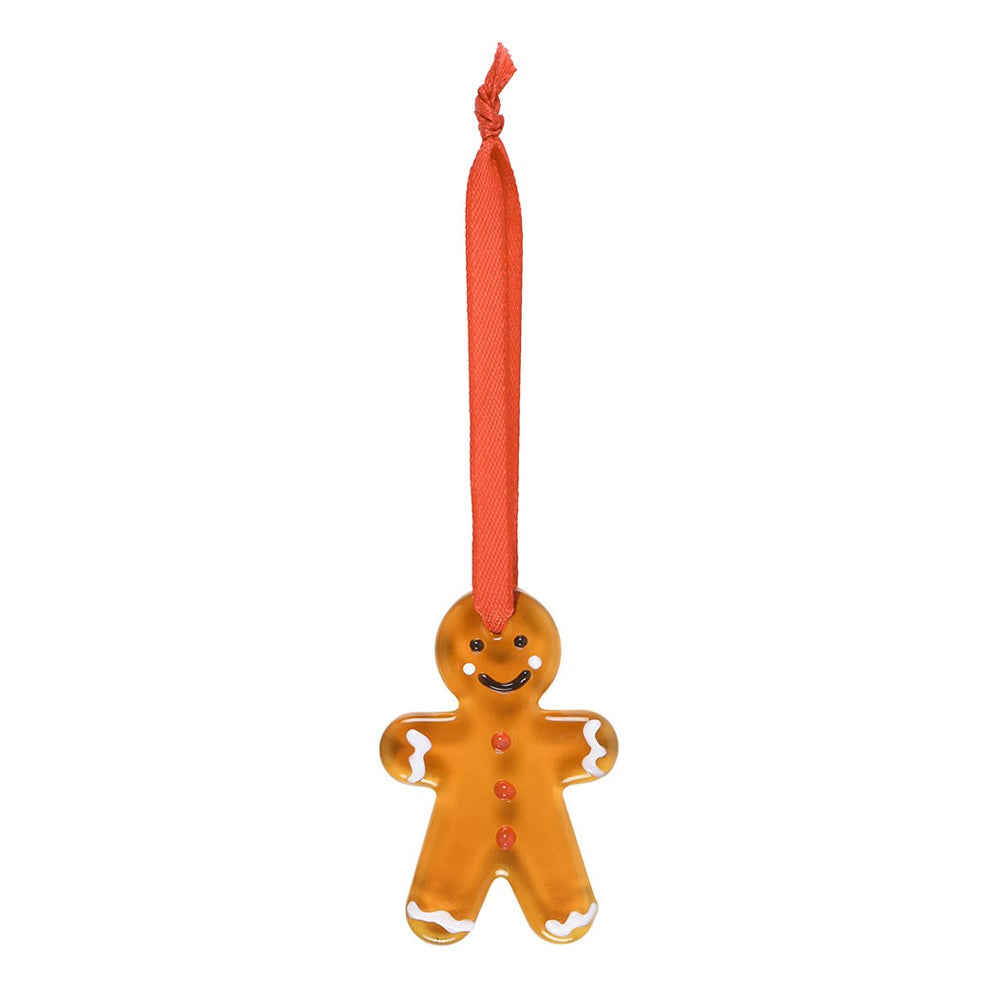 Gold - Front - Something Different Glass Gingerbread Man Hanging Ornament (Pack of 20)