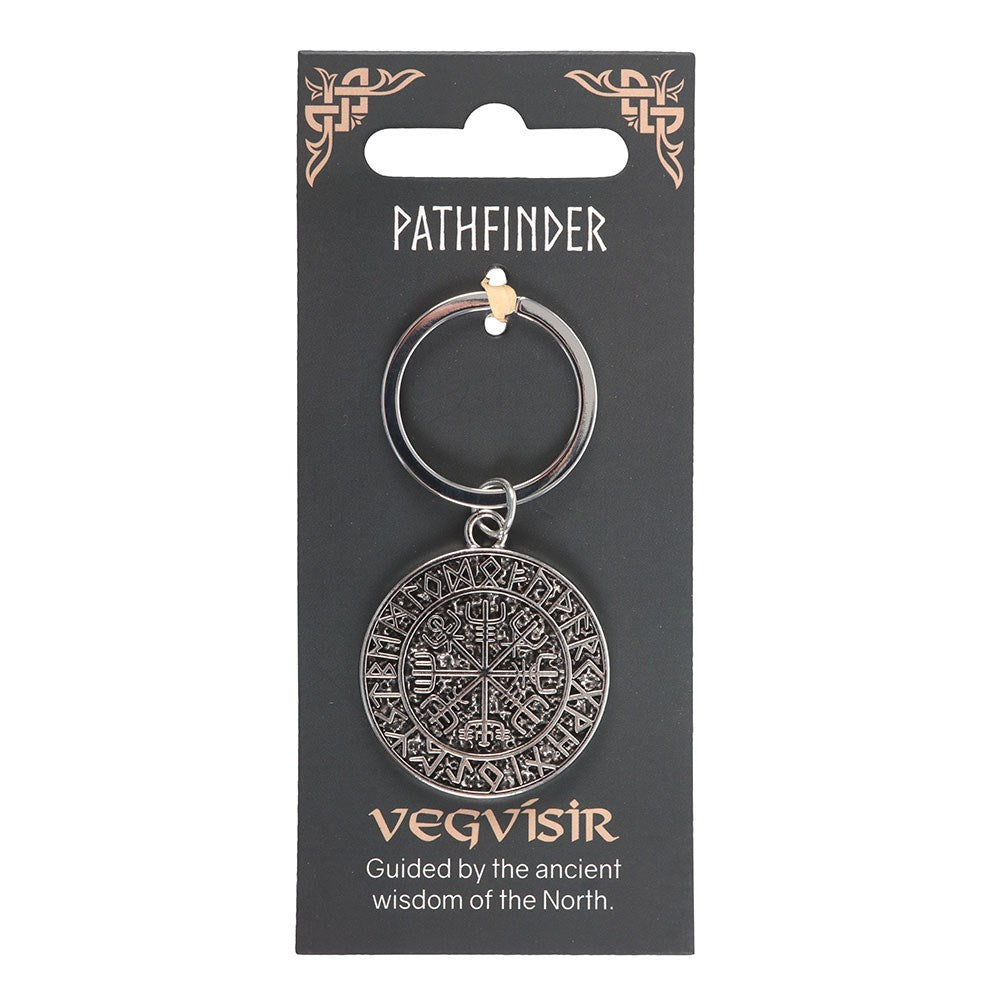 Silver-Grey - Side - Something Different Vegvísir Keyring