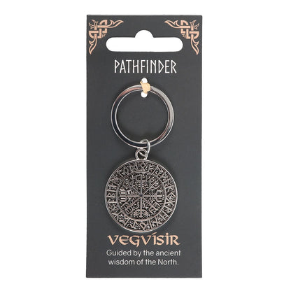 Silver-Grey - Side - Something Different Vegvísir Keyring