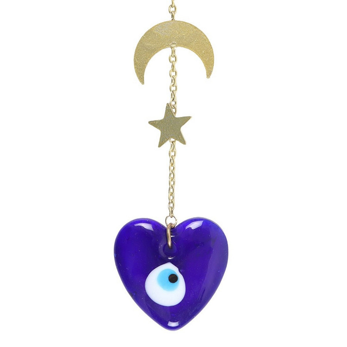 Blue-Gold - Side - Something Different All Seeing Eye Glass Heart Tree Decoration