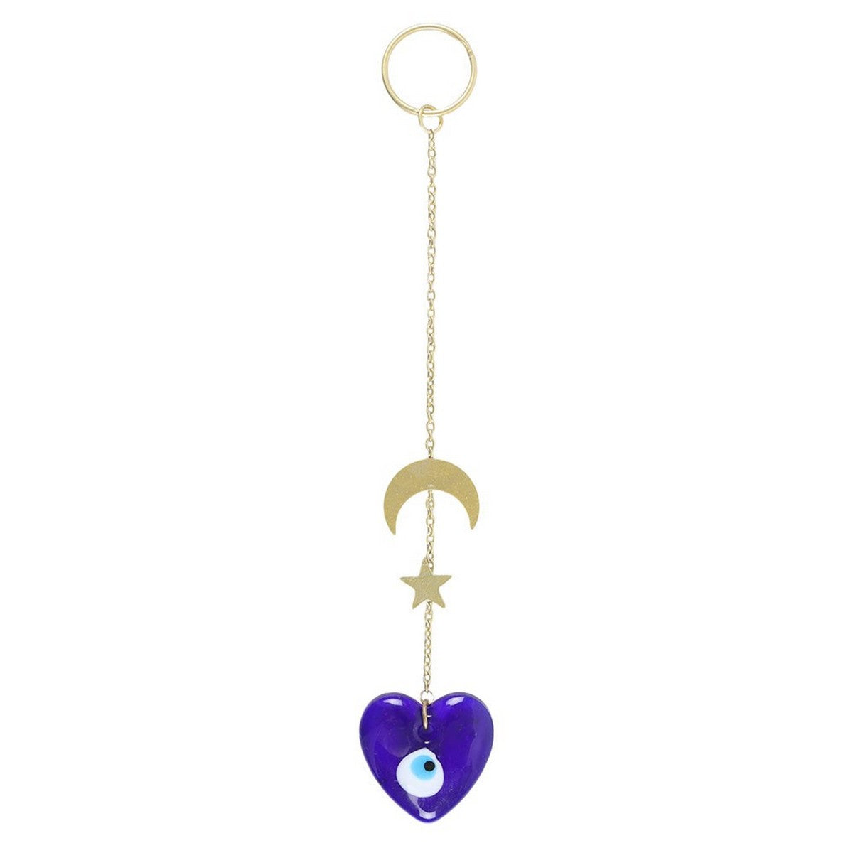 Blue-Gold - Front - Something Different All Seeing Eye Glass Heart Tree Decoration