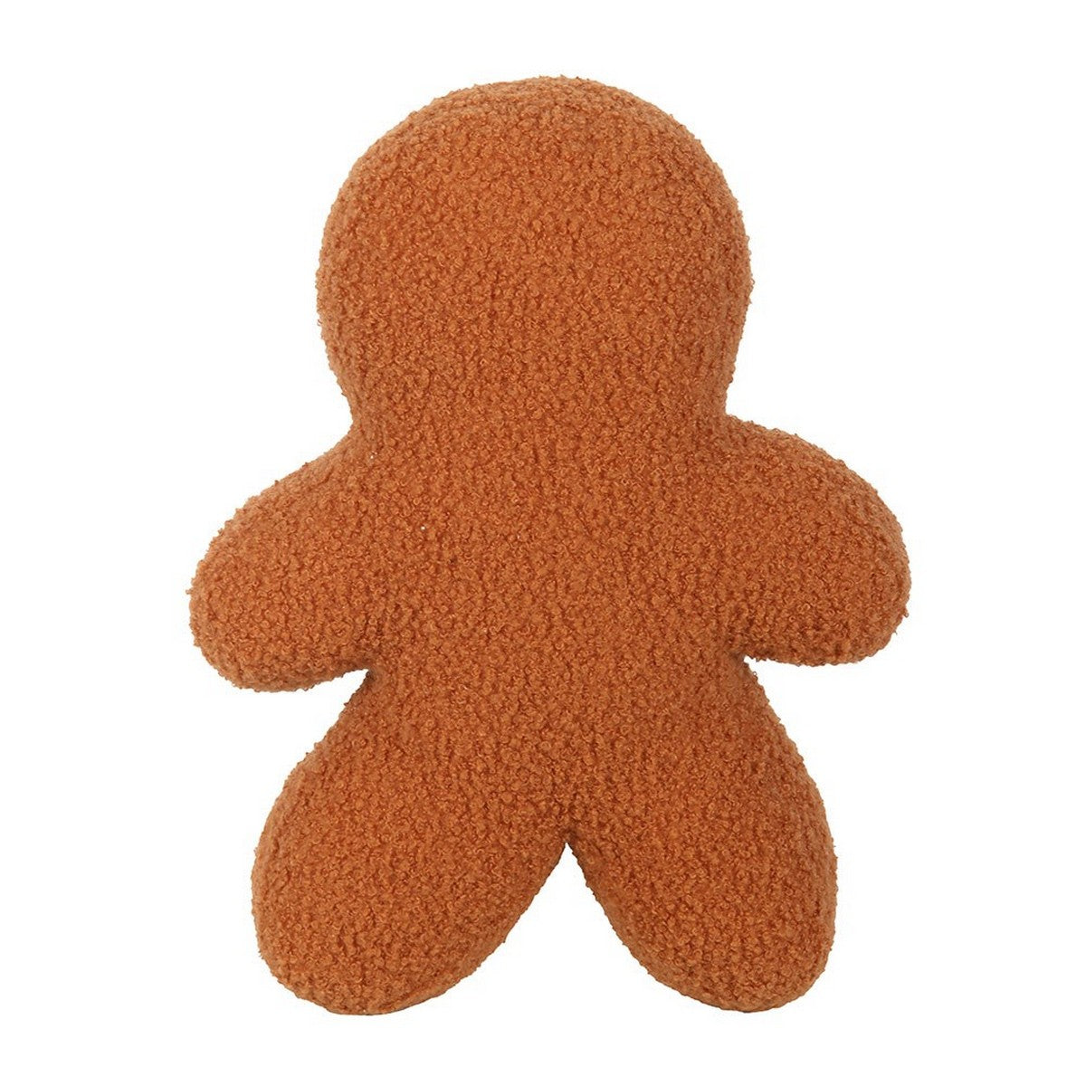Brown - Back - Something Different Bouclé Gingerbread Man Cushion
