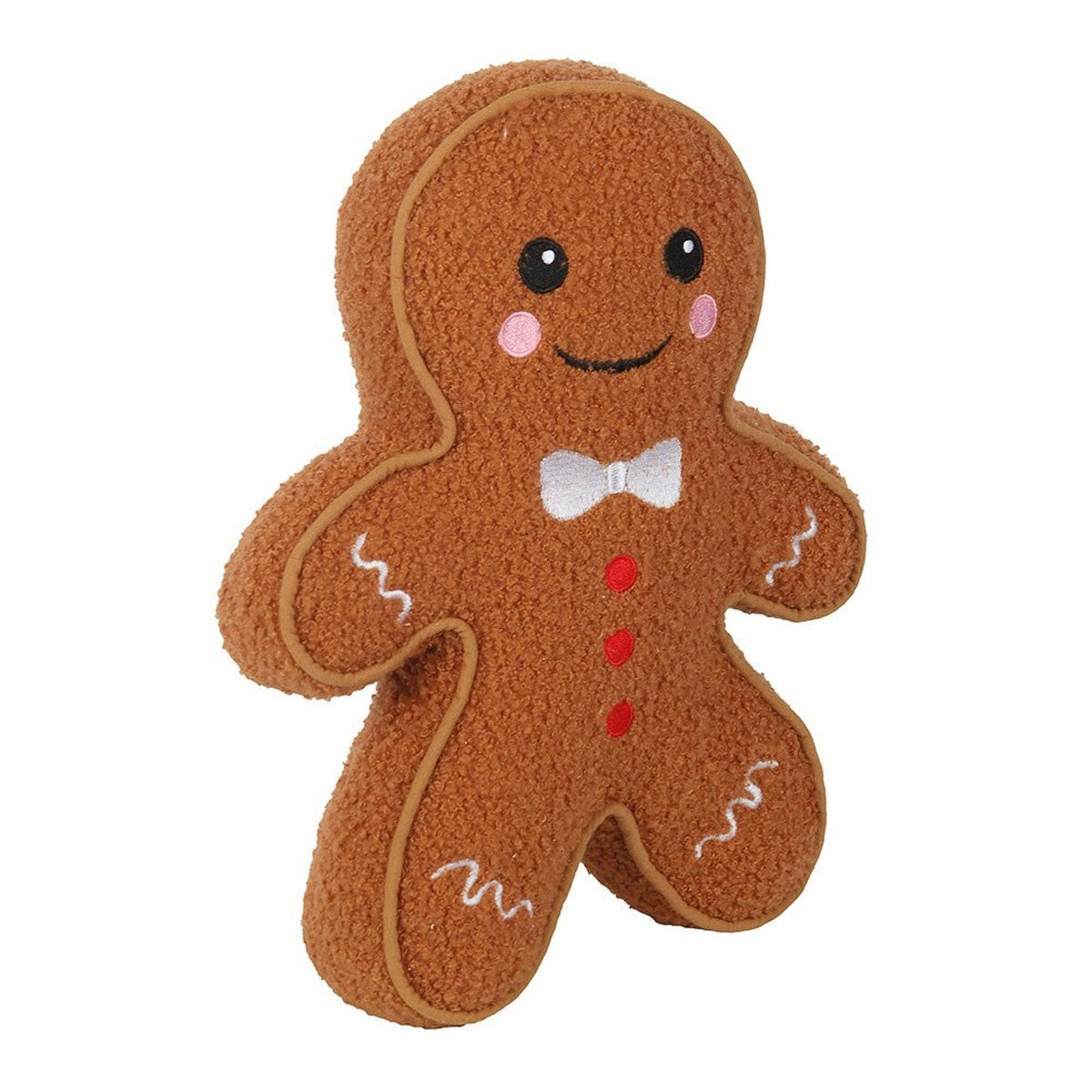 Brown - Side - Something Different Bouclé Gingerbread Man Cushion