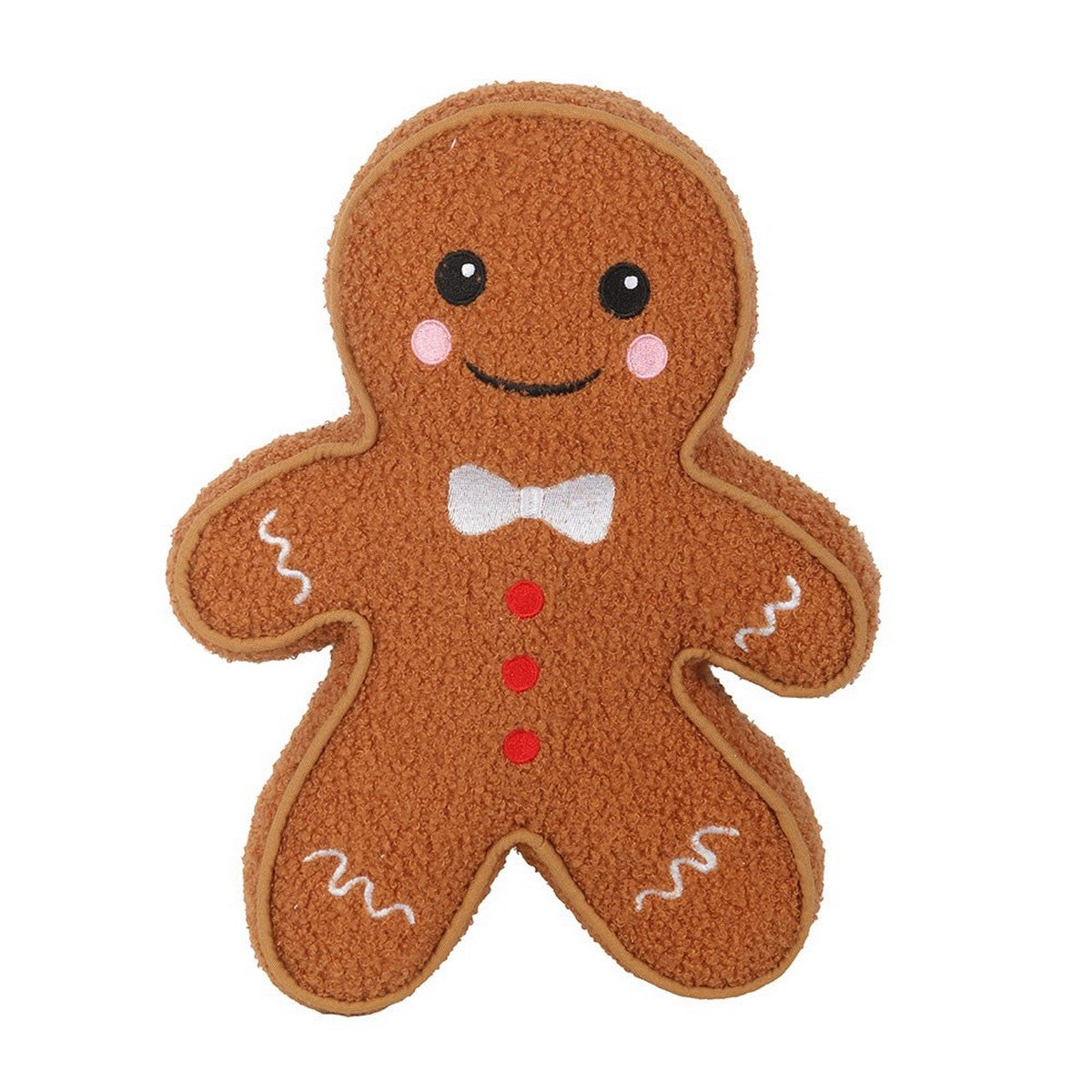 Brown - Front - Something Different Bouclé Gingerbread Man Cushion