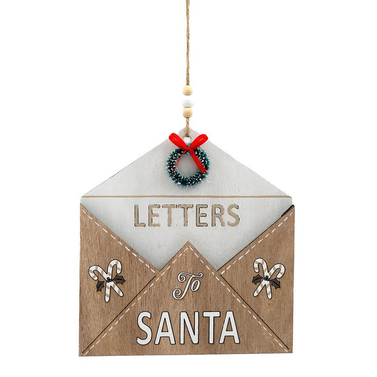 Brown - Front - Something Different Letter To Santa Wooden Christmas Hanging Ornament