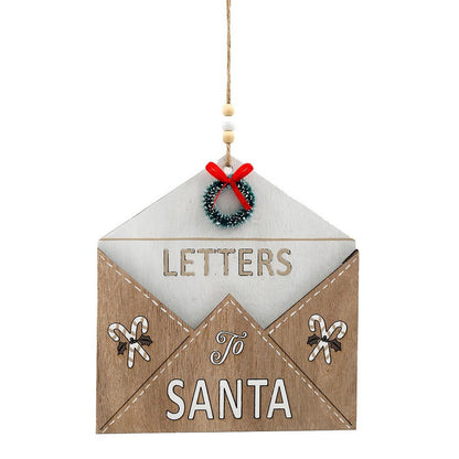 Brown - Front - Something Different Letter To Santa Wooden Christmas Hanging Ornament