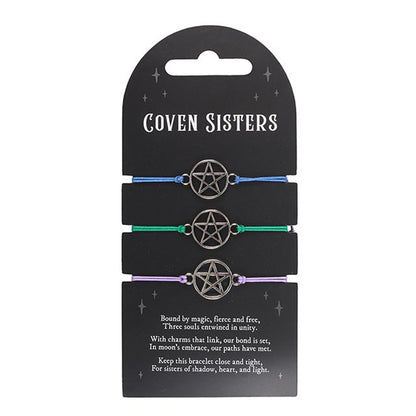 Purple-Green-Blue - Side - Something Different Womens-Ladies Coven Sisters Pentagram Bracelet (Pack of 3)