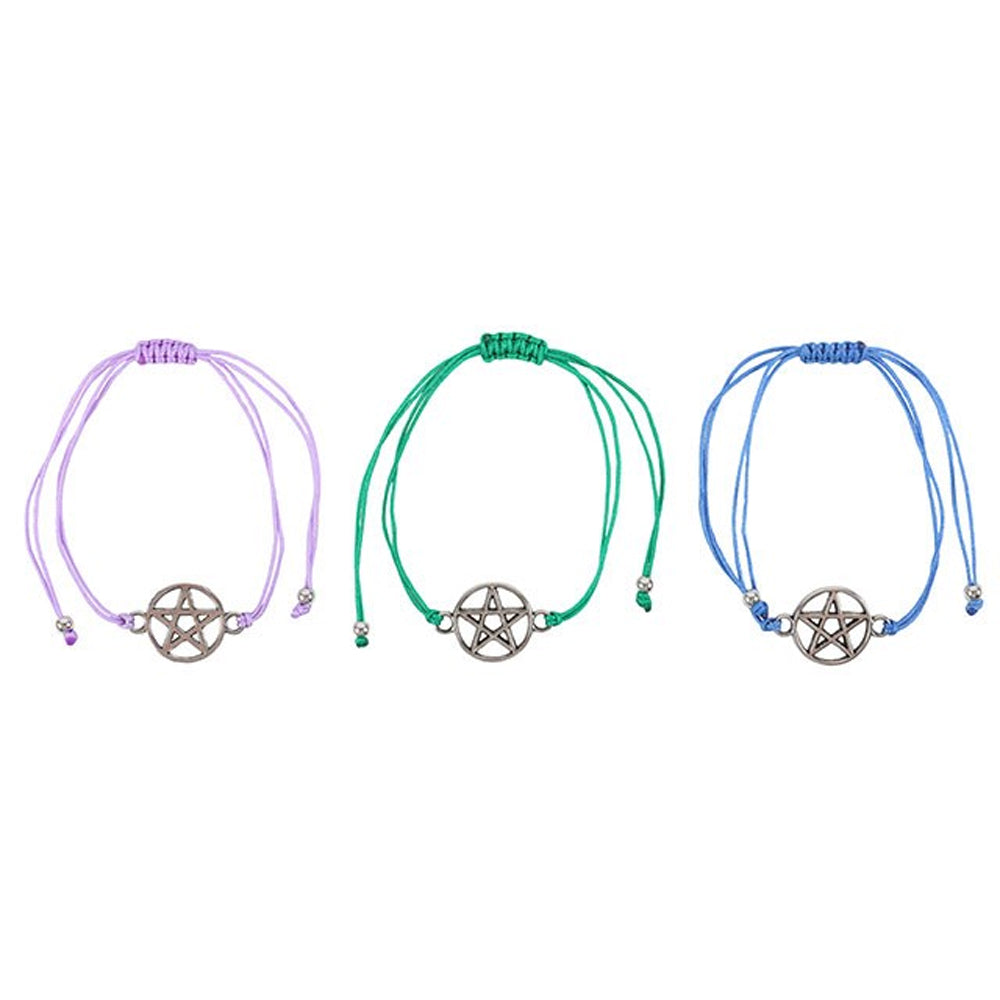 Purple-Green-Blue - Front - Something Different Womens-Ladies Coven Sisters Pentagram Bracelet (Pack of 3)