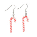 White-Red - Front - Something Different Candy Cane Dangle Earrings