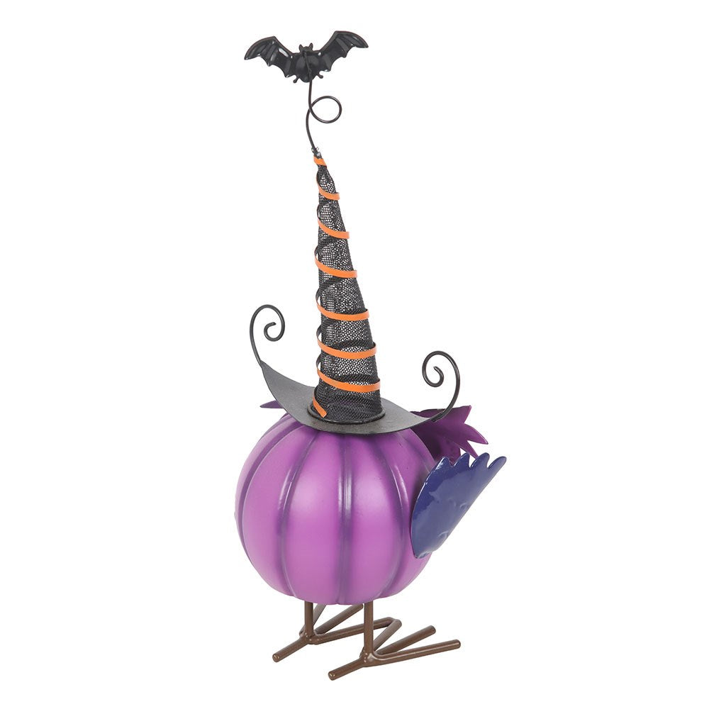 Purple-Black - Back - Something Different Metal Owl & Witch Hat Ornament
