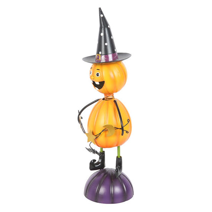 Orange-Black - Side - Something Different Metal Pumpkin Man Ornament
