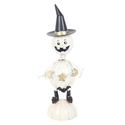 White-Black - Front - Something Different Metal Pumpkin Man Ornament