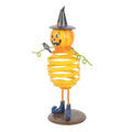 Orange-Black - Side - Something Different Metal Pumpkin Man With Top Hat Ornament