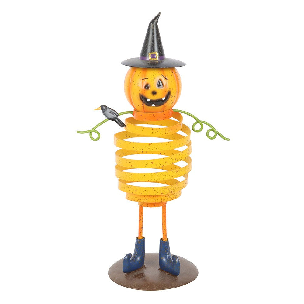 Orange-Black - Front - Something Different Metal Pumpkin Man With Top Hat Ornament