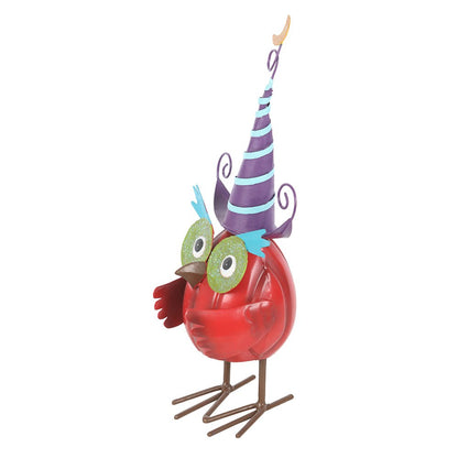 Red - Side - Something Different Metal Owl & Witch Hat Ornament
