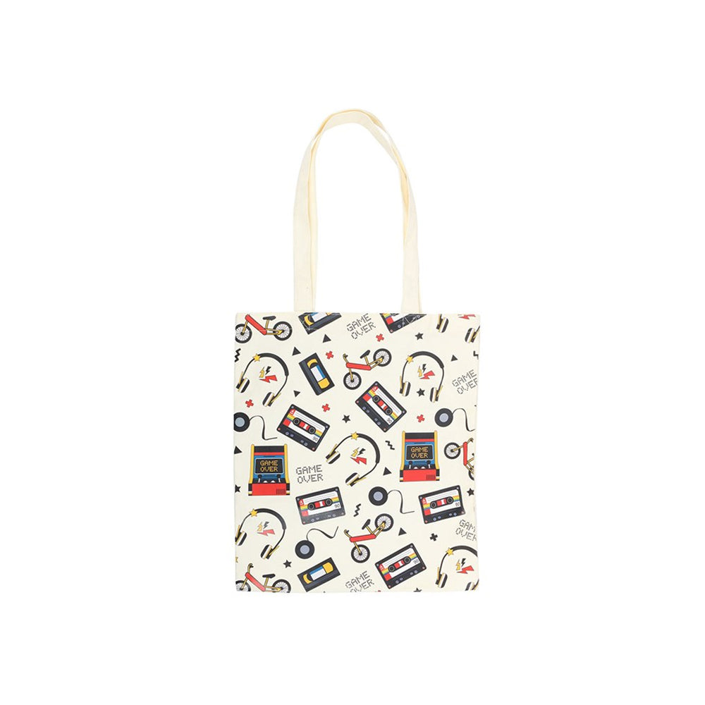 Off White-Multicoloured - Front - Something Different 80s Retro Print Polycotton Tote Bag