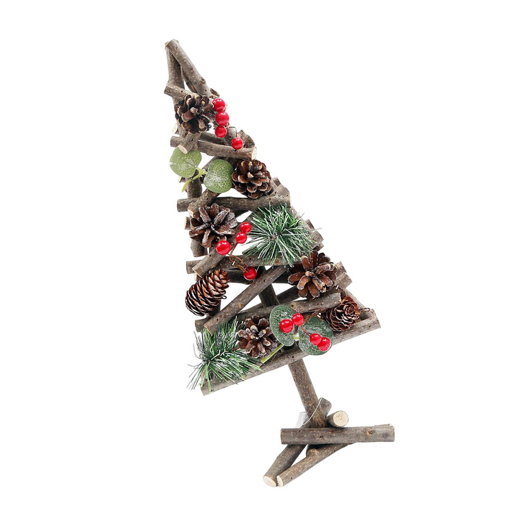 Brown-Green-Red - Back - Something Different Pinecone Tree Decoration