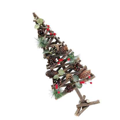 Brown-Green-Red - Back - Something Different Pinecone Tree Decoration