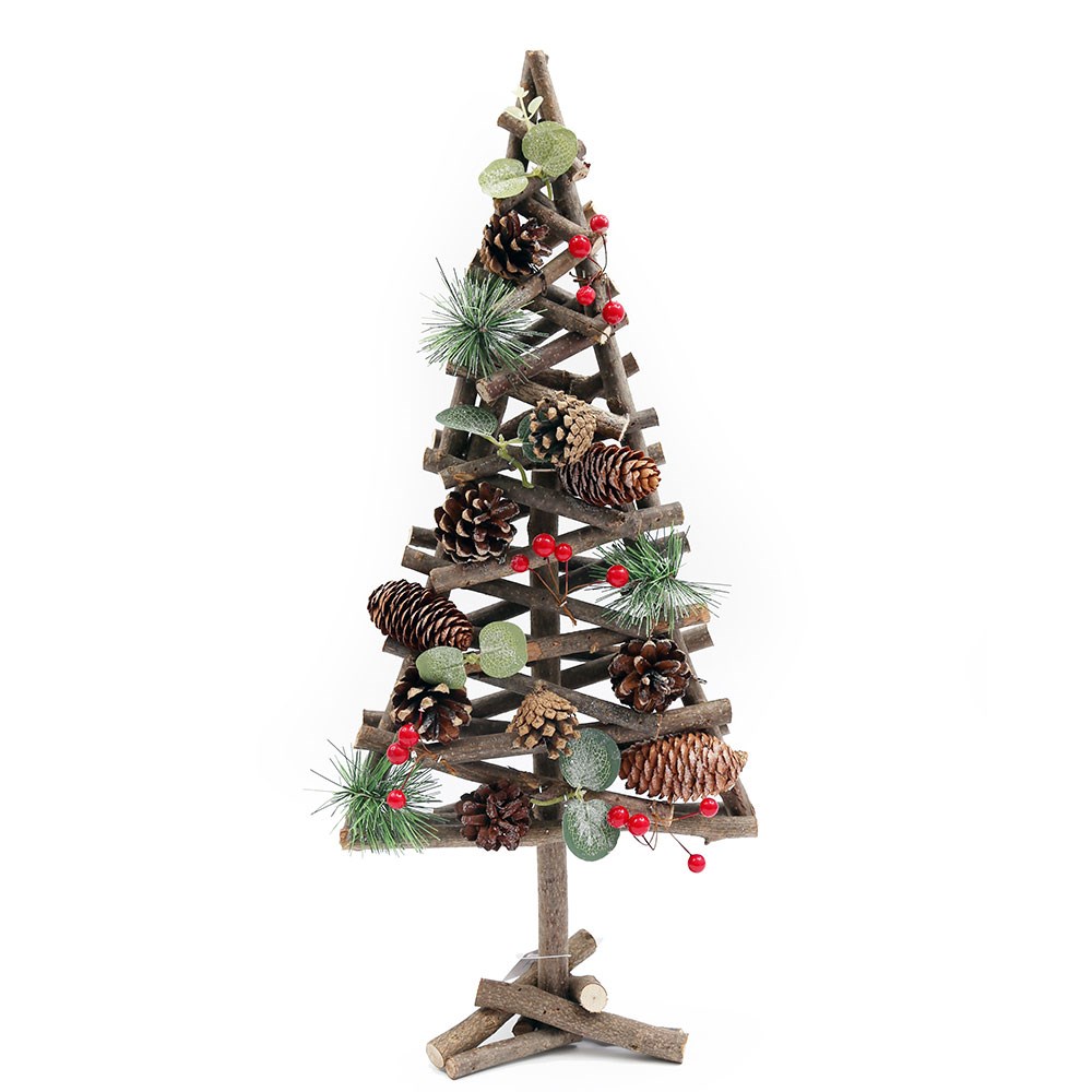 Brown-Green-Red - Front - Something Different Pinecone Tree Decoration