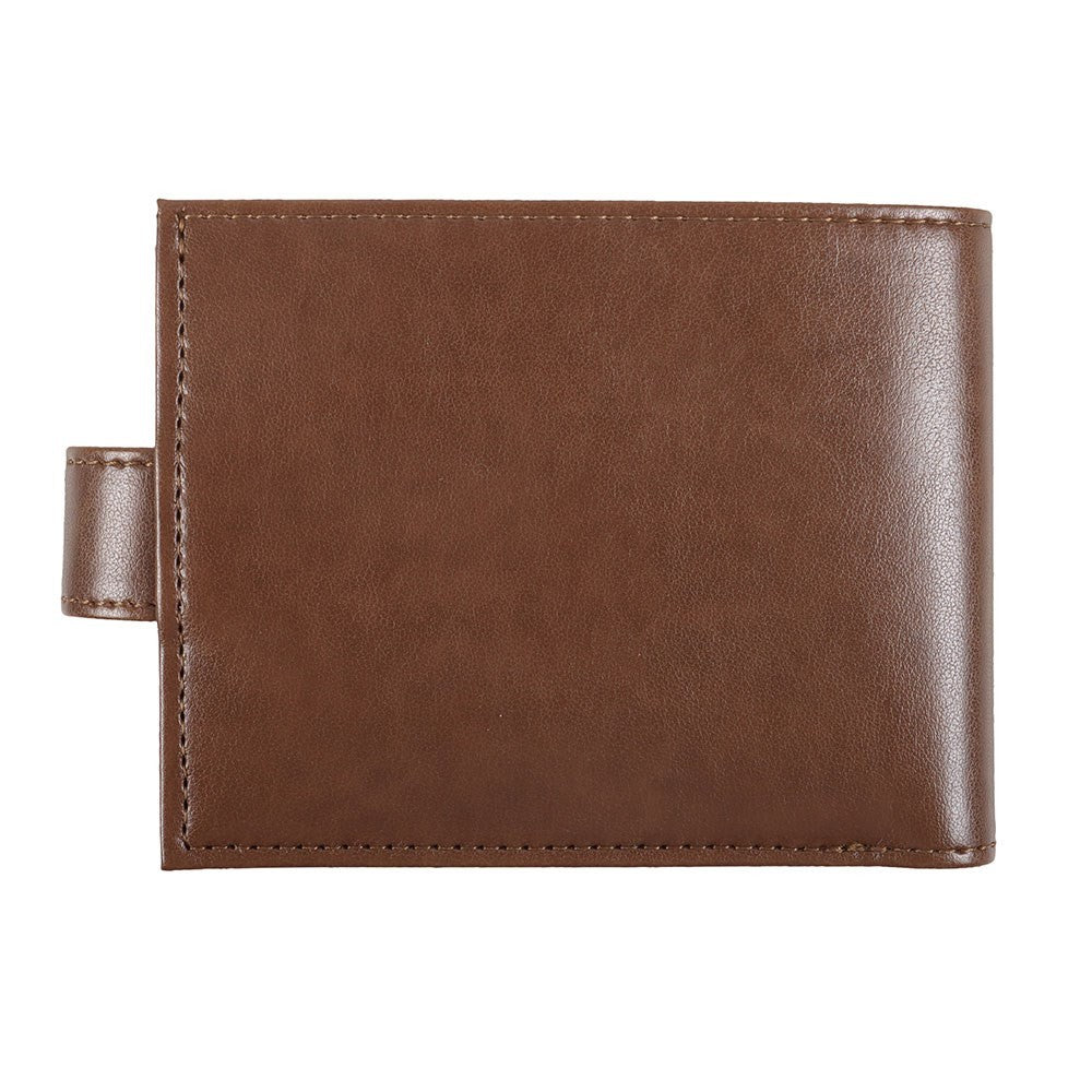 Brown - Back - Something Different Viking Compass Faux Leather Wallet