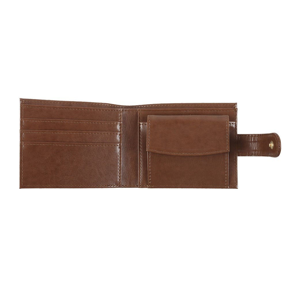 Brown - Side - Something Different Viking Compass Faux Leather Wallet