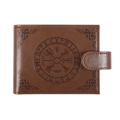 Brown - Front - Something Different Viking Compass Faux Leather Wallet