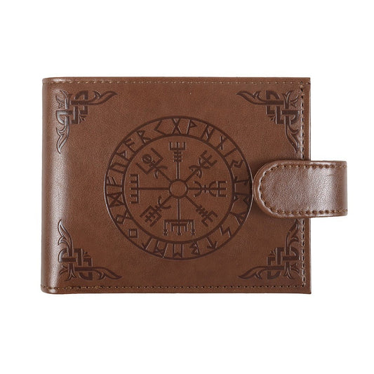Brown - Front - Something Different Viking Compass Faux Leather Wallet