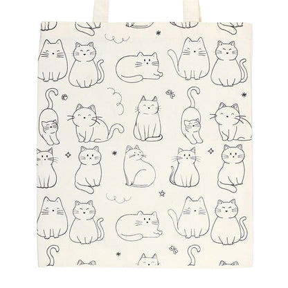 White - Side - Something Different Cat Polycotton Tote Bag