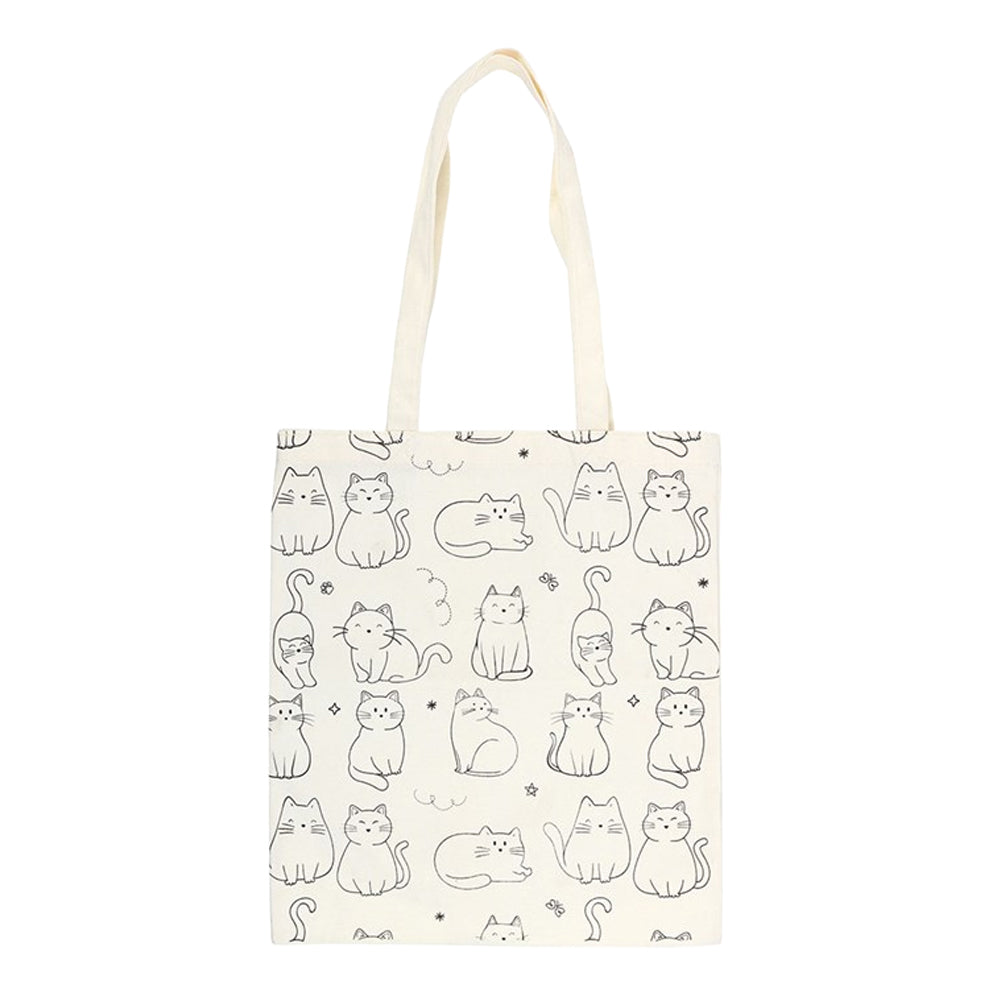 White - Front - Something Different Cat Polycotton Tote Bag