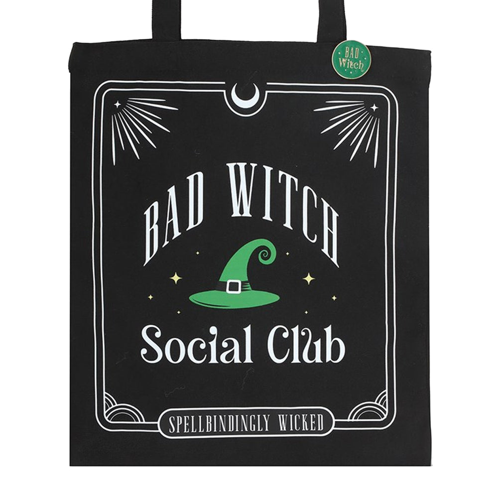 Black - Back - Something Different Bad Witch Social Club Polycotton Tote Bag