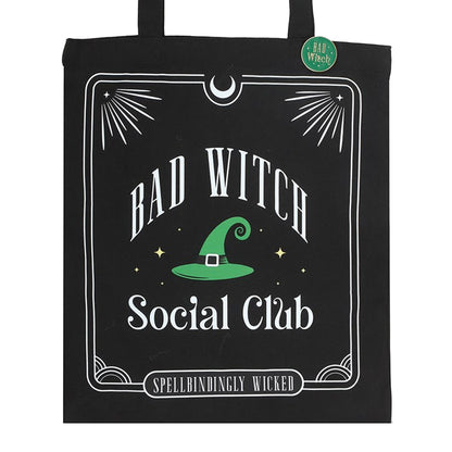 Black - Back - Something Different Bad Witch Social Club Polycotton Tote Bag