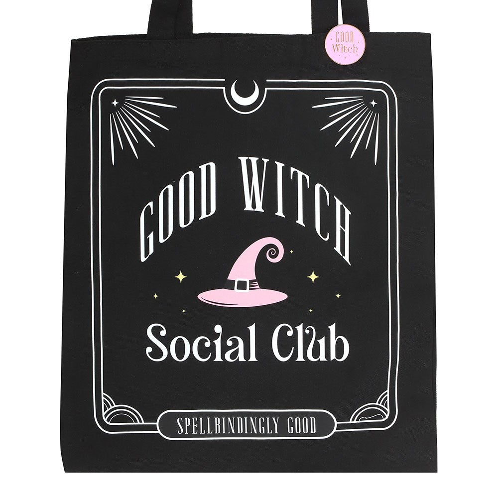 Black - Lifestyle - Something Different Good Witch Social Club Polycotton Tote Bag