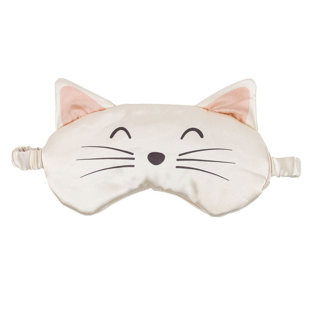 White - Front - Something Different Cat Face Satin Eye Mask