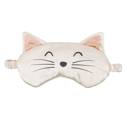 White - Front - Something Different Cat Face Satin Eye Mask
