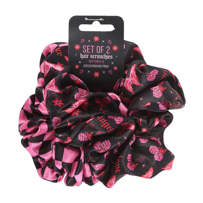 Black-Pink - Back - Something Different Rebel Butterfly Scrunchie (Pack of 2)