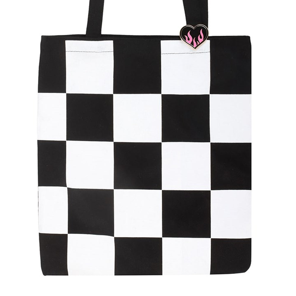 Black-White - Side - Something Different Checkerboard Tote Bag