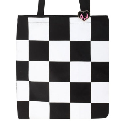 Black-White - Side - Something Different Checkerboard Tote Bag