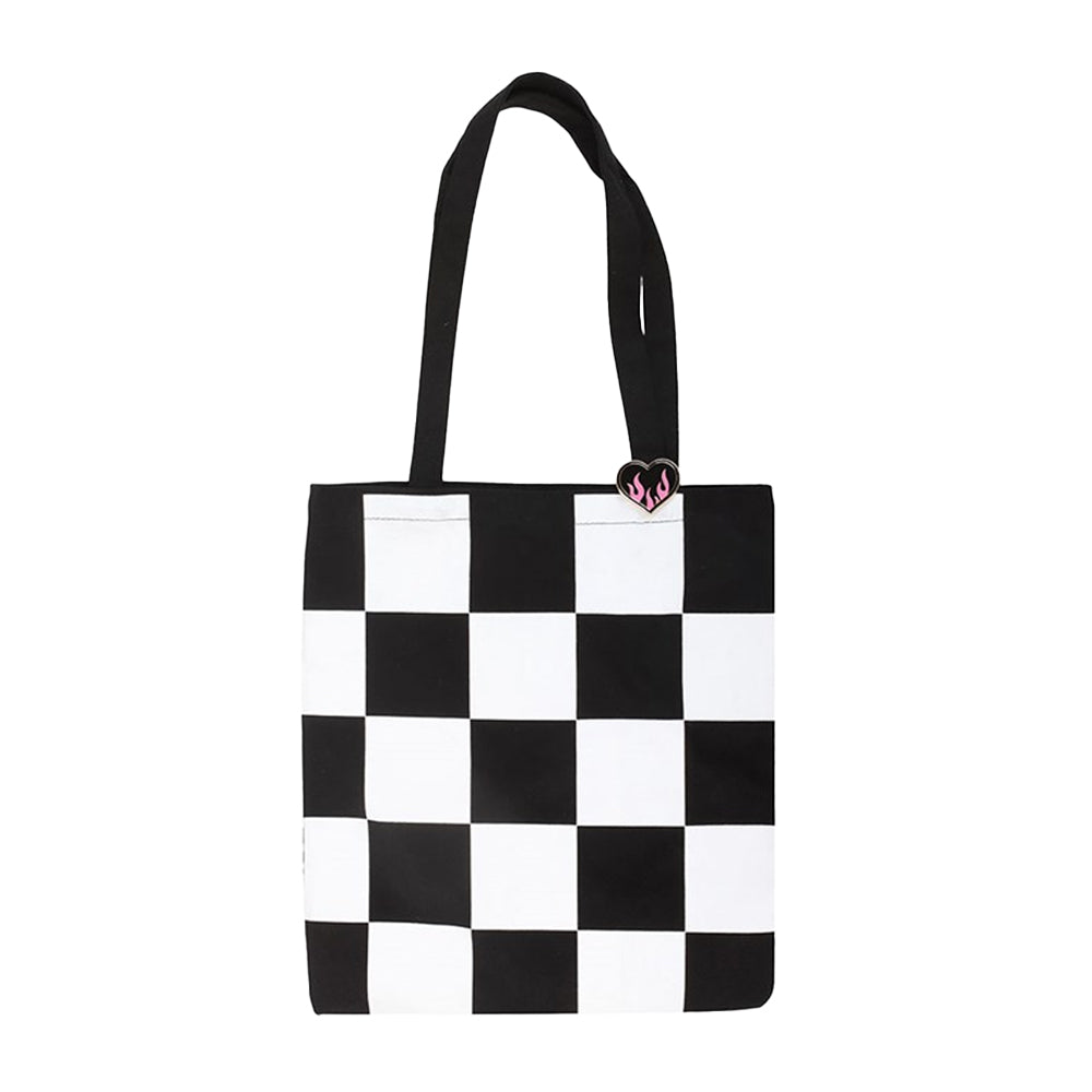 Black-White - Front - Something Different Checkerboard Tote Bag