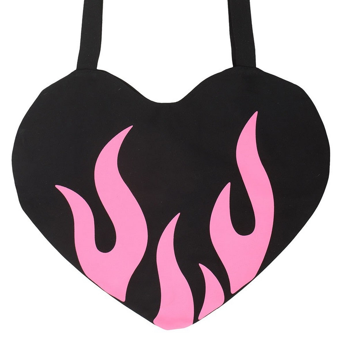 Black-Pink - Side - Something Different Flaming Heart Tote Bag