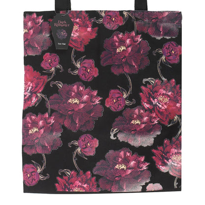 Maroon-Black - Side - Something Different Dark Romance Floral Tote Bag