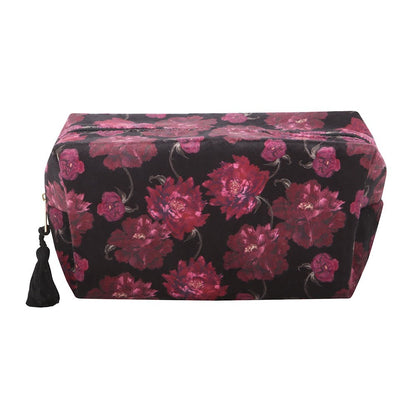 Maroon-Black - Back - Something Different Dark Romance Floral Toiletry Bag