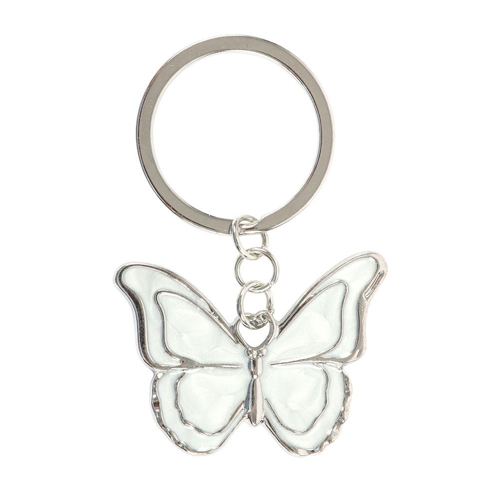 White - Front - Something Different Butterfly Keyring