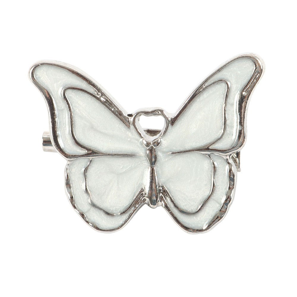 White - Front - Something Different Butterflies Appear Enamel Butterfly Badge