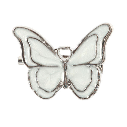 White - Front - Something Different Butterflies Appear Enamel Butterfly Badge