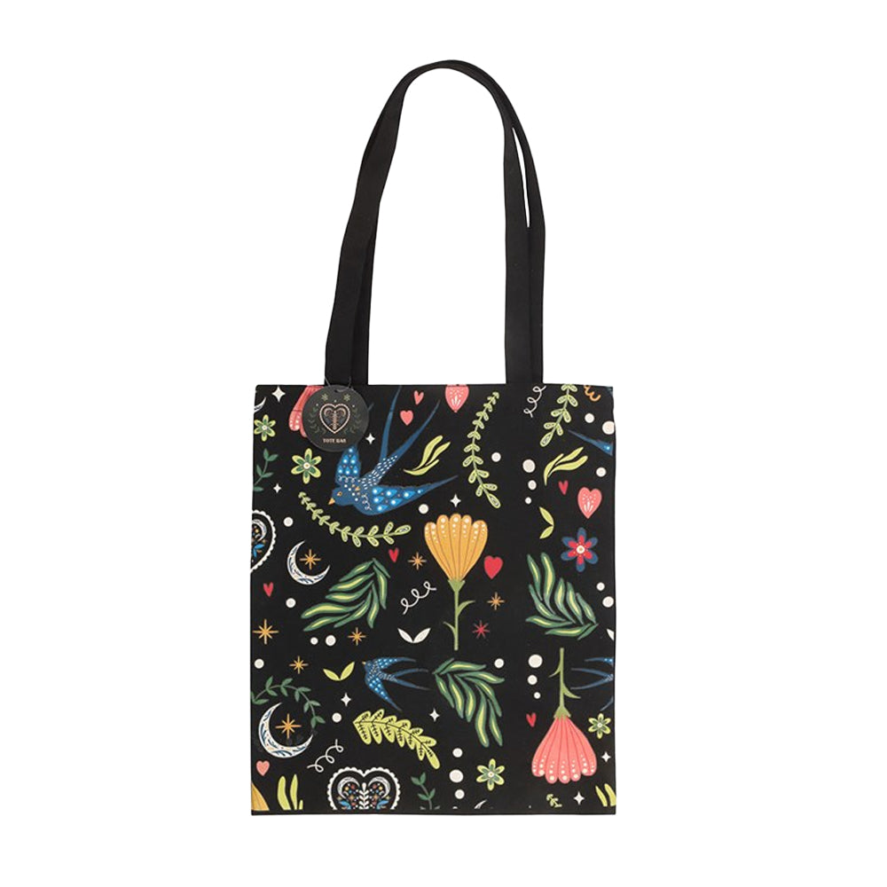 Black - Front - Something Different Midnight Bloom Polycotton Tote Bag