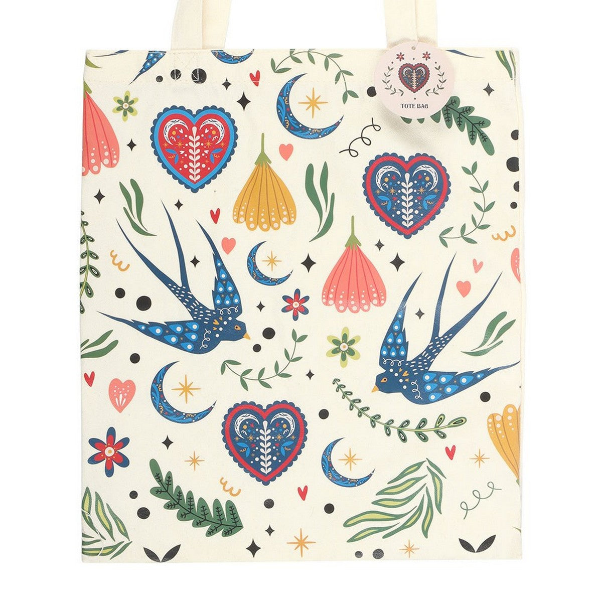 White - Side - Something Different Folk Print Polycotton Tote Bag