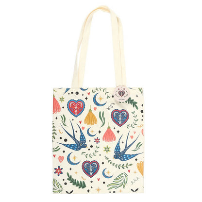 White - Front - Something Different Folk Print Polycotton Tote Bag